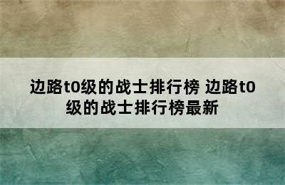 边路t0级的战士排行榜 边路t0级的战士排行榜最新